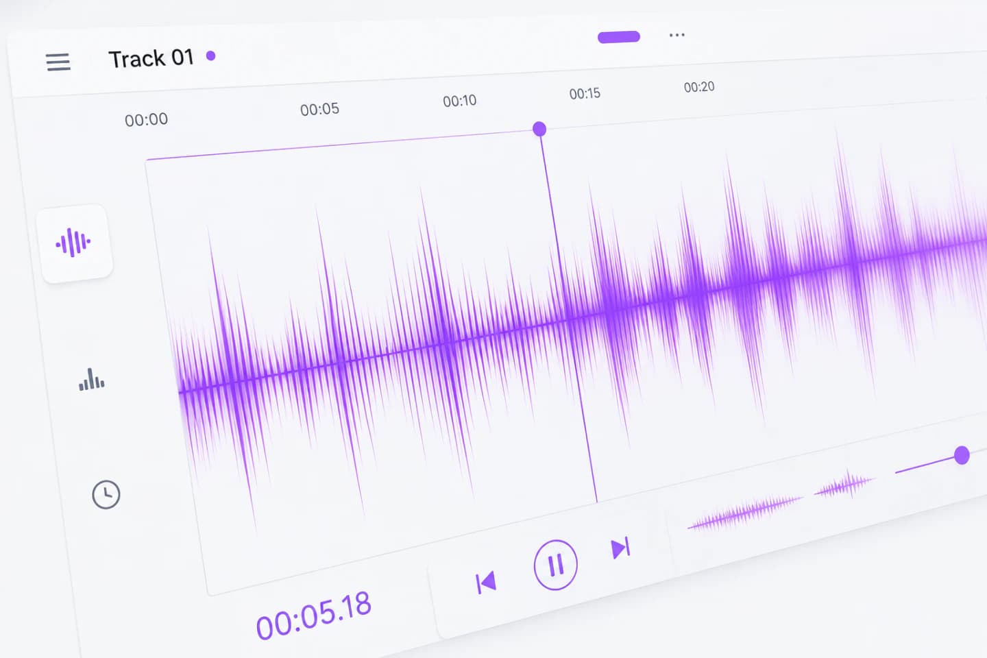 Close-up of a purple audio waveform glowing on a dark screen